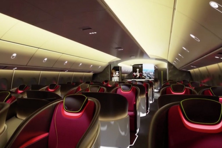 Novedosa propuesta de cabina futurista para avión de pasajeros de Boeing
