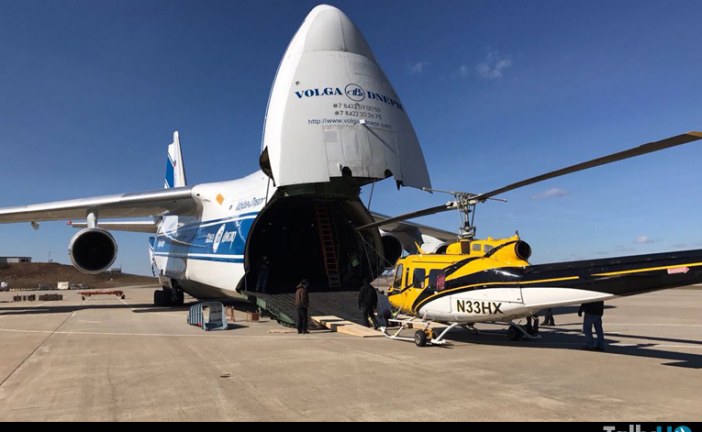Arribaron a Chile los refuerzos de helicópteros Bell 205, K-MAX 1200 a bordo de un Antonov 124