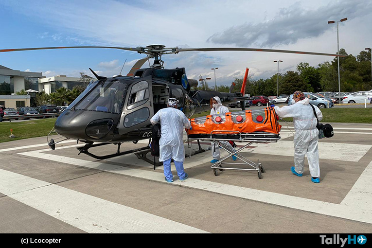 Ecocopter realiza traslado de paciente Covid-19 en  helicóptero aeromédico
