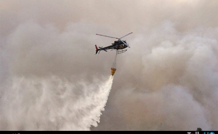Ecocopter en estado de alerta y combatiendo incendios forestales desatados en el sur de Chile