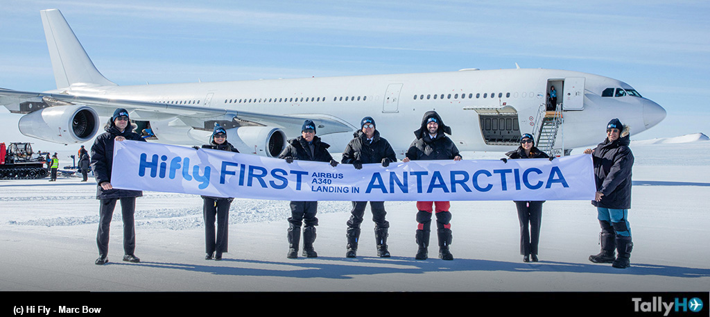 Aerolínea Hi Fly aterriza por primera vez un Airbus A340 en la Antártica