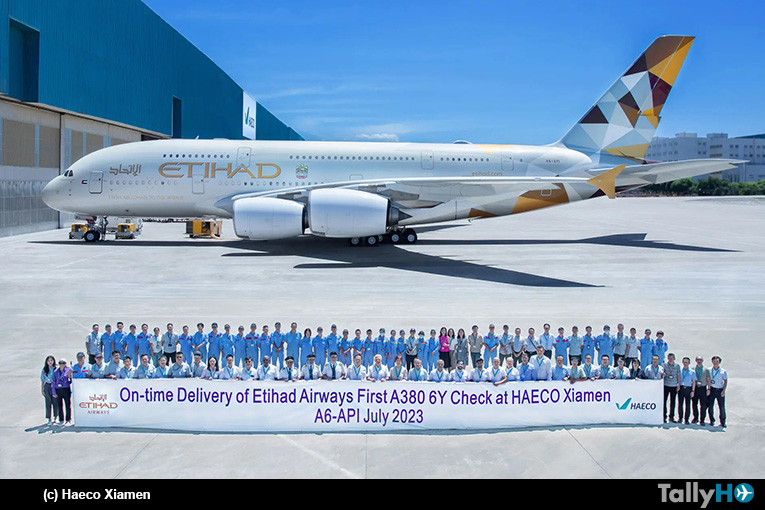 HAECO Xiamen completó exitosamente primera verificación de 6 años a un A380 de Etihad y marca el regreso del modelo a la flota