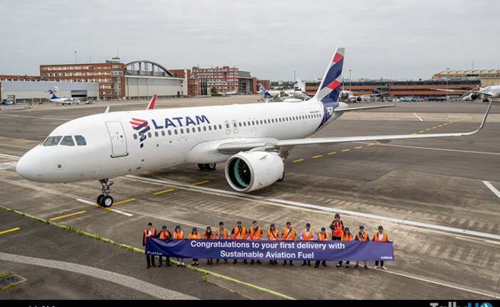 LATAM recibe un nuevo avión utilizando por primera vez Combustible Sostenible de Aviación (SAF)