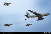 Formación Santiago F-35A USAF + F16 + KC135 FACH sobrevuelan la capital